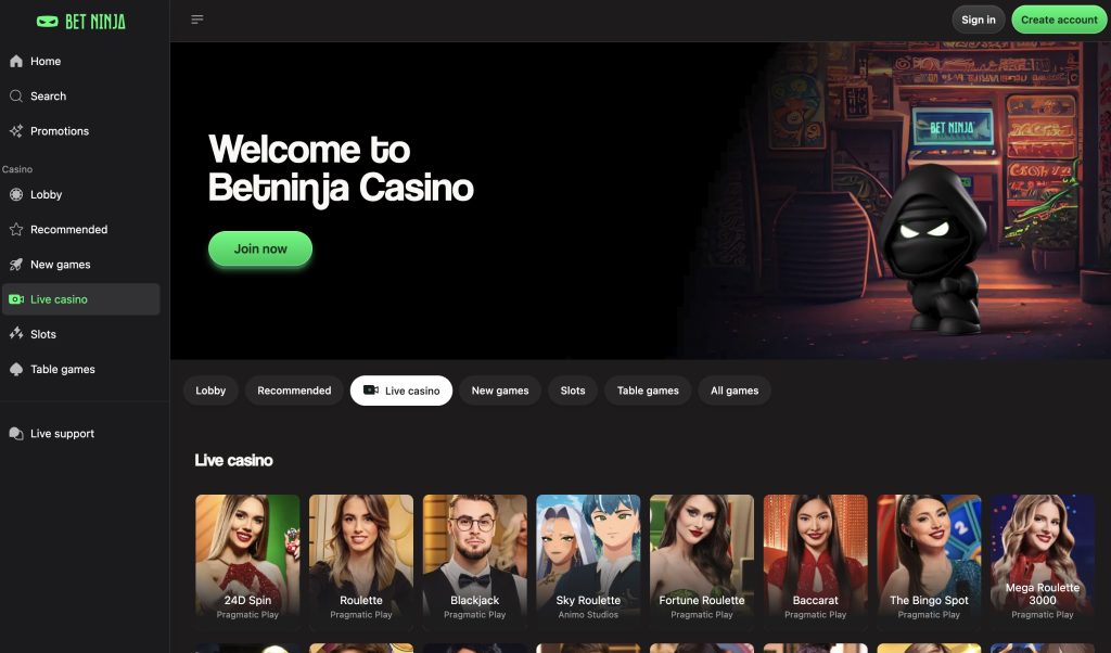 Bet Ninja Live Dealers